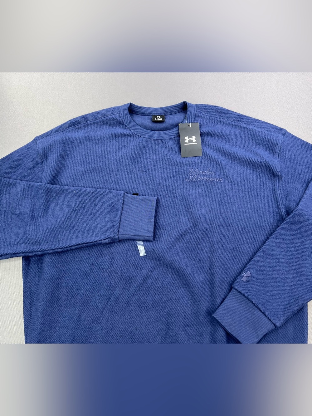UNDER ARMOUR UA ICON REV TERRY CREW NECK NAVY BLUE SWEATSHIRT